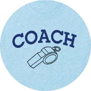 shirt that says coach and has a whistle on it