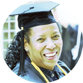 middle age graduate smiling